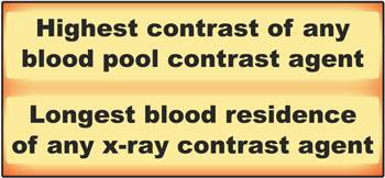 AuroVist-15 nm: Highest contrast of any blood pool contrast agent; Longest blood residence of any x-ray contrast agent.